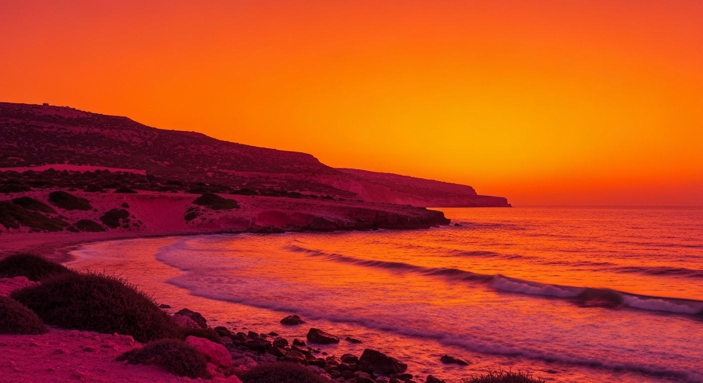 Cyprus business landscape with Mediterranean sea and modern architecture
